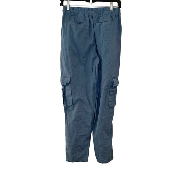 Fab NU Cotton‎ Linen Blend Blue Teal Cargo Tapered High Rise Pants Outdoors sz S - Picture 2 of 5